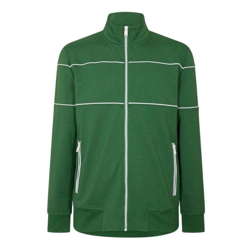 Boss Mens Horizontal Stripe Track Jacket / Green